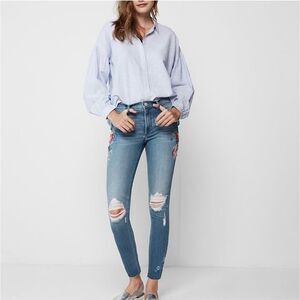 ✨EXPRESS DENIM FLORAL EMBROIDERY ANKLE HIGH RISE 8R JEANS✨